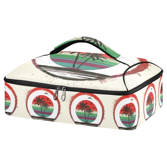 Iauyy Casserole Carrier for Hot Food Insulated Casserole Travel Carry Bag with Lid Food Warmer Bag for Party/Picnic,Two Palm Trees