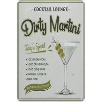 Poster Vintage Metal Signs,Dirty Martini Cocktail Recipes Tin Sign Decoration Bar Accessories Hanging Crafts Home Kitchen Pub Man Cave Wall Art Decor 12×8 inch