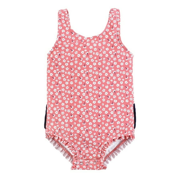 Hudson Baby Girls Baby Swimsuit, Tiny White Flower, 3-6 Months