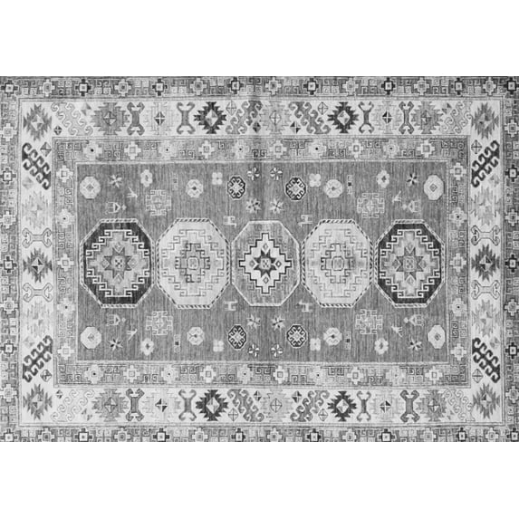 Ahgly Company Indoor Rectangle Geometric Gray Traditional Area Rugs, 7' x 10'