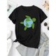 thumbnail image 2 of Women's Casual T-Shirt | Earth Turtle Graphic Print | Round Neck, Short Sleeve | Polyester Blend | Machine Washable | All-Season Comfort Fit | Stylish & High-Quality Tee for Casual Attire, Turtle Dec, 2 of 6