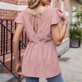 thumbnail image 5 of Timegard Womens Tops Cap Sleeve Round Neck Eyelet Elastic Waisted Backless Dressy Casual Tunic Shirts Top, 5 of 6