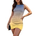 thumbnail image 4 of Women's Sleeveless Tank Ruched Casual Knee Length Bodycon Sundress Basic Fitted Dress, 4 of 5
