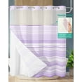 thumbnail image 2 of No Hook Shower Curtain with Snap-in Liner, Purple Stripe Waterproof Fabric Bathroom Curtains, Abstract Art Modern Vertical Striped Bath Curtains & Mesh Top Window 72"x78" Long, 2 of 6