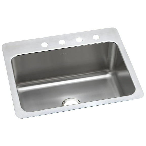 Elkay DLSR2722101 Lustertone Stainless Steel 27" x 22" x 10", Single Bowl Dual Mount Kitchen Sink