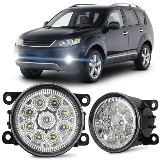 Front Fog Light Assembly for Mitsubishi Outlander 2007-2009 6000K White Pack of 2