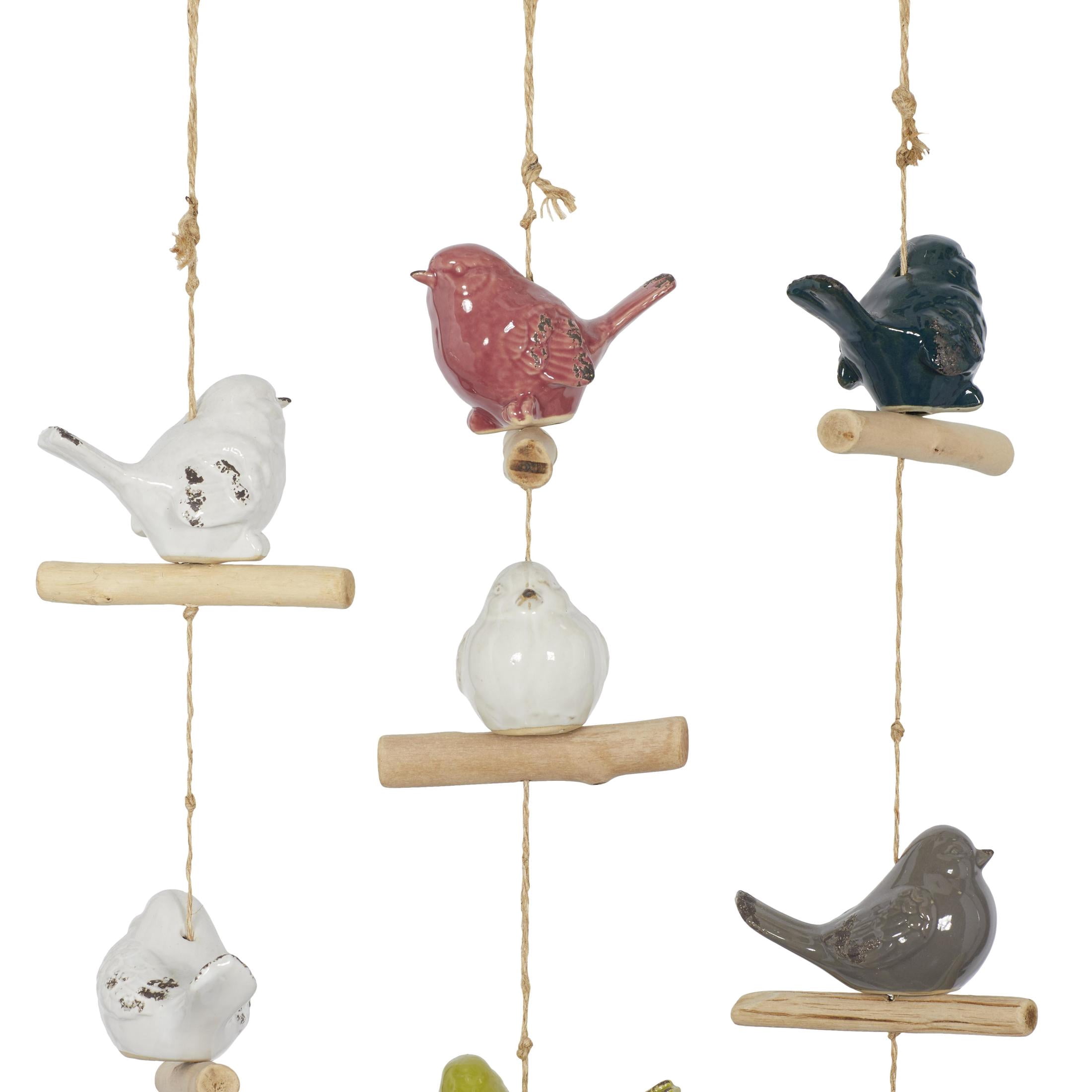 DecMode 46" White Ceramic Bird Windchime with Bells (3 Count)