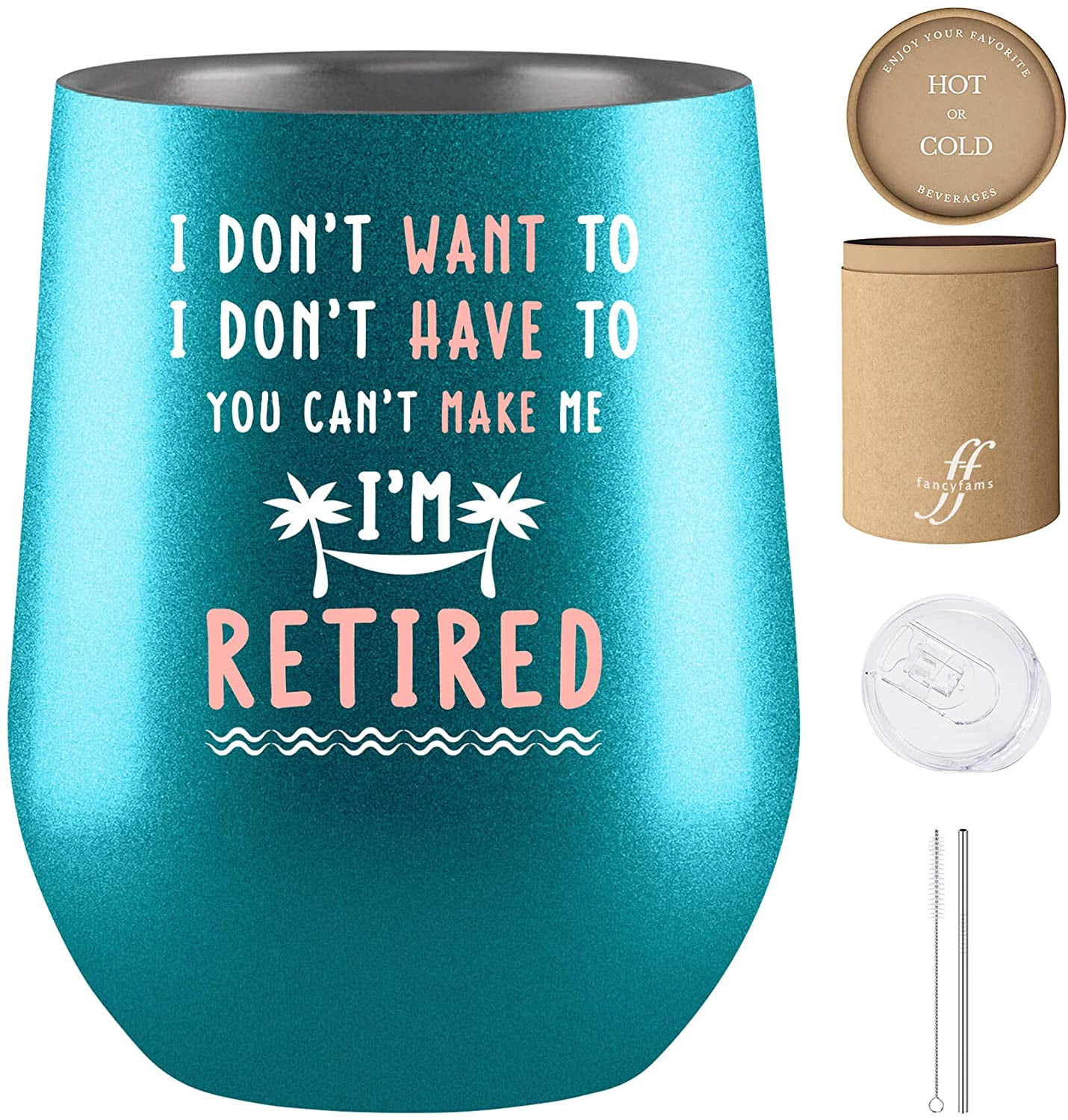 Funny Wine Tumbler Sippy Cup for Adults Retirement Gifts For Women Perfect Retirement Gift for Her 12 oz Mint Stainless Steel Stemless Wine Glass with Lid The Queen Has Retired 