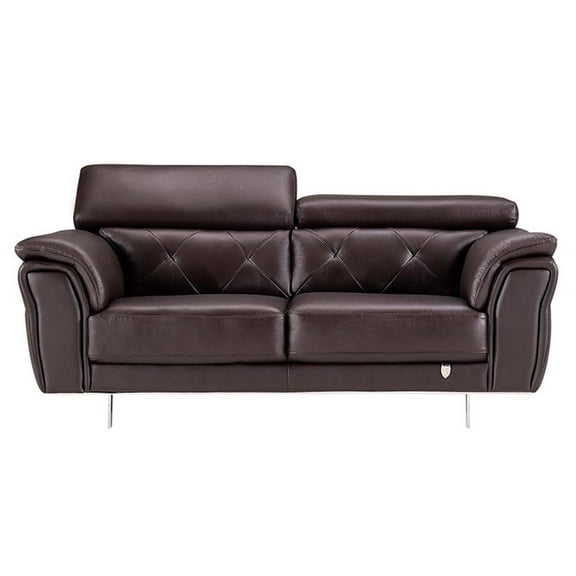 EK068 Dark Chocolate (Brown) Color With Italian Leather Loveseat