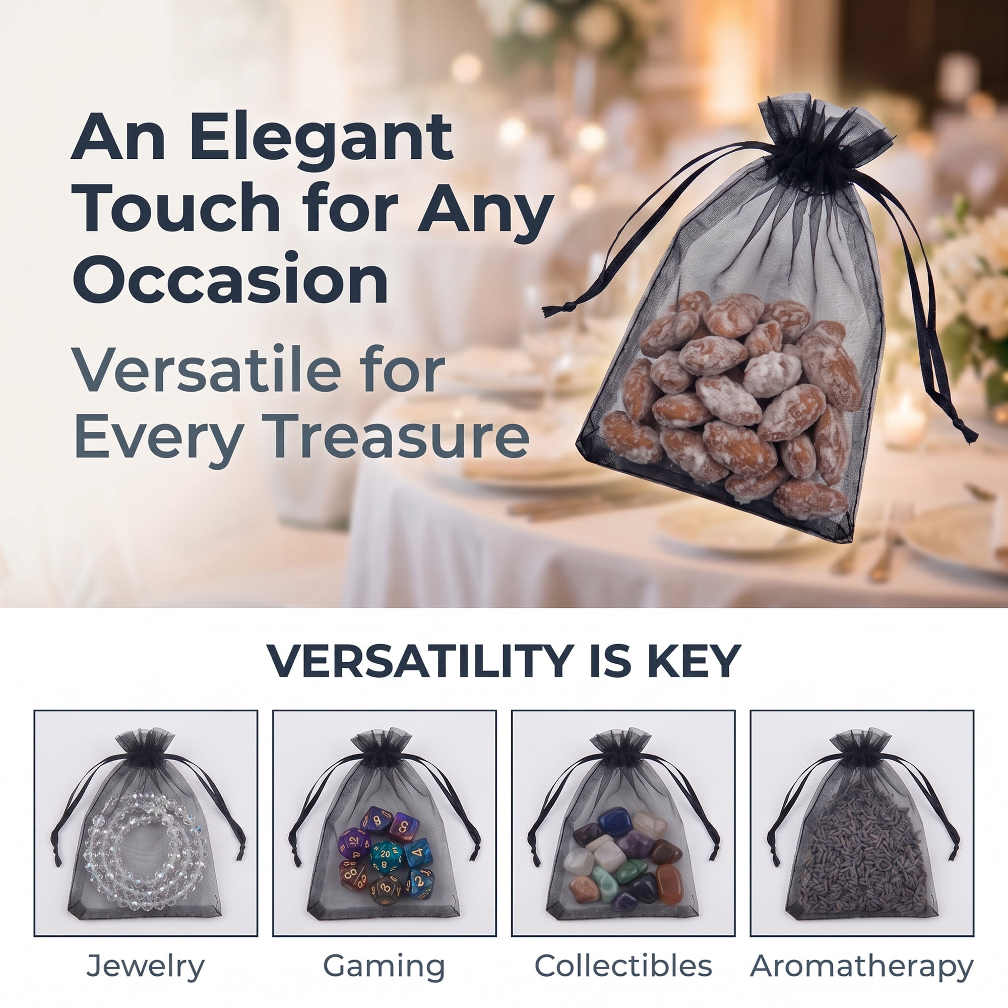 Unique Bargains Multi-Purpose Gift Bags with Handles for Events Black 3.5" x 4.7"