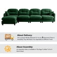 thumbnail image 7 of HUTWIFE 140" L-Shape Solid Print Chenille Modular and Deep Seat Sectional Sofas with Movable Ottoman, Green, 7 of 7