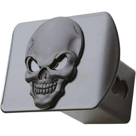 LFPartS Metal Skull 3D Emblem Trailer Hitch Cover (Fits 2" Receivers, Black)