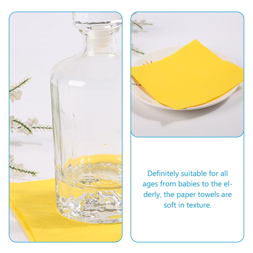 UPKOCH Bright Yellow Design Napkins For Birthday 80Pcs 6.5x6.5in