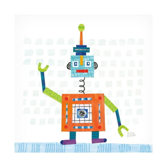 Melissa Averinos 'Robot Party III on Squares' Canvas Art