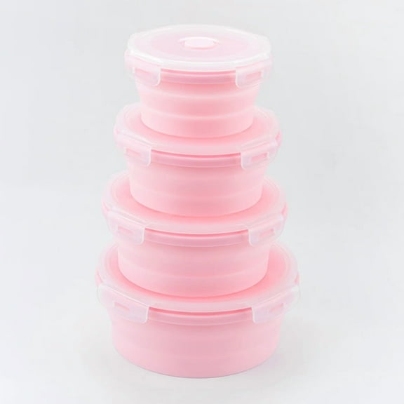 huhao Collapsible Bowl Set-4-Pack Silicone Food Storage Containers-Microwave, Dishwasher & Freezer Safe, Space-Saving Kitchen Essentials for Meal Prep, Picnics, Camping, RVs, and Busy Families