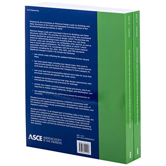 Pre-Owned Minimum Design Loads and Associated Criteria for Buildings and Other Structures (ASCE Standard - ASCE/SEI 7-16) Provisions and Commentary 2-book set, 9780784414248, 0784414246, Paperback,