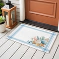 thumbnail image 4 of Area Rug 2 x 3 Ft, Blue Coastal Indoor Accent Bathroom Rugs for Kitchen/Laundry Room, Nautical Starfish Eucalyptus Leaf Coral Striped Washable Non-Slip Runner Floor Mat for Entryway, Living Room, 4 of 8
