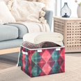 thumbnail image 3 of Yayeee Collapsible Storage Bin with Lid Fabric Closet Decorative Basket with Handles, Vibrant Green Tartan Pattern, 3 of 7