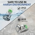 thumbnail image 5 of Keegwa (2 PCS) 19mm Latching Push Button Switch Silver Stainless Steel Metal with Ring LED Light with Wire Socket Plug Self-Locking 12V-24V 5A SPDT 1NO1NC (Green), 5 of 7
