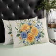 thumbnail image 4 of Yellow Blue Floral Throw Pillow Cover 20 x 36 Inch Decorative Pillow Cover Eucalyptus Leaves Botanical Lumbar Pillowcase Seasonal Rectangle Cushion Case for Couch Sofa Bed Living Room, 4 of 7