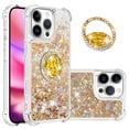 thumbnail image 1 of Funda para iPhone 16 Pro Max con Brillo Líquido Flotante, Purpurina, Parachoques y Anillo Giratorio Soporte, 1 of 5