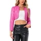 thumbnail image 4 of CHAQUETAS CROP DE CUERO PU INSPIRADORAS PARA MUJERES, CHAQUETA DE MANGA LARGA ABIERTA, ROSA FUERTE, 4 of 5