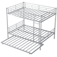 thumbnail image 6 of PAPROOS Metal Bunk Bed with Trundle, Heavy Duty Full Over Full Bunk Bed Frame with 2 Ladders and Full-Length Guardrails, Bunk Bed No Box Spring Needed (Silver), 6 of 8