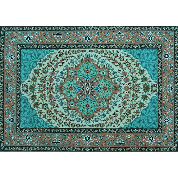 Ahgly Company Indoor Rectangle Persian Light Blue Traditional Area Rugs, 2' x 5'