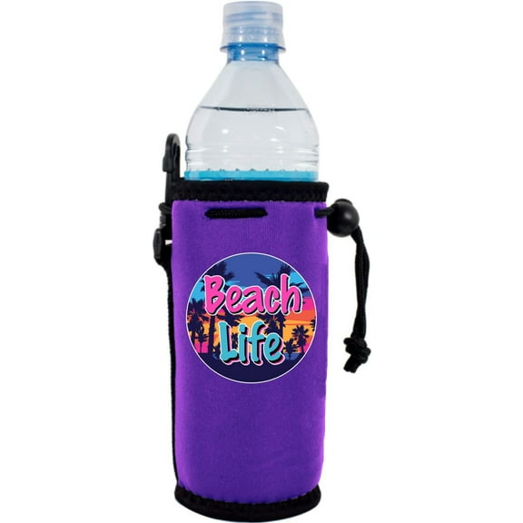 Beach Life Neoprene Water Bottle Coolie (Purple)