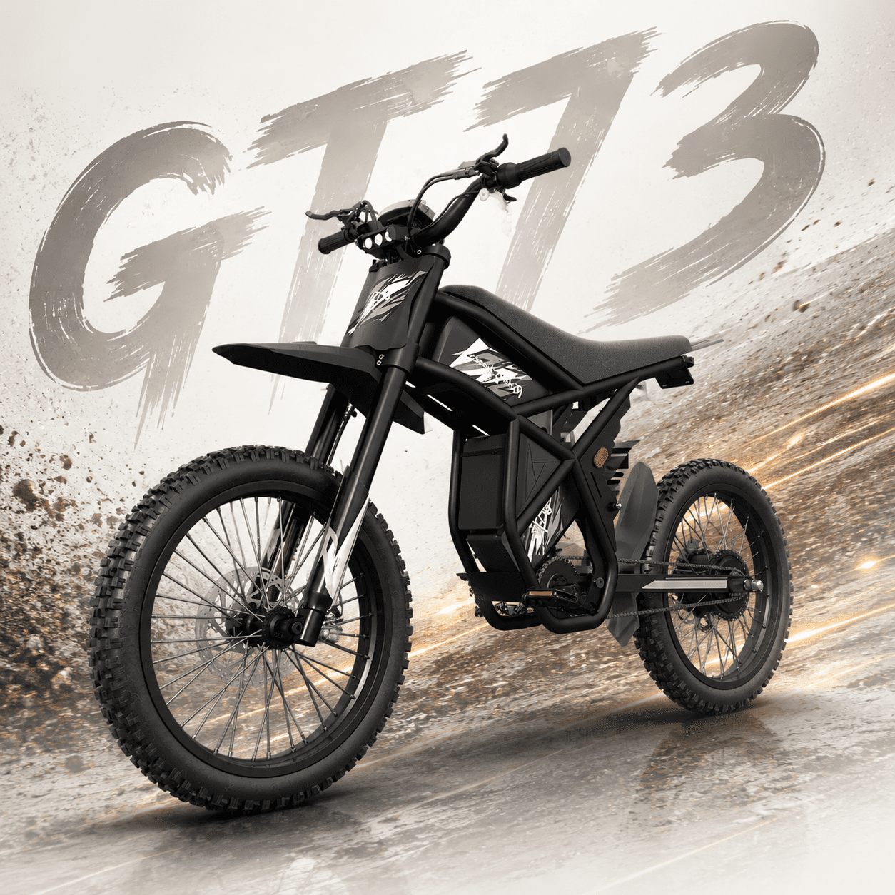Ridingtimes GT73 Electric Dirt Bike for Adults 2400W Electric Bike with 48V 18.2AH*2 Removable Batteries 37MPH/85Mile Range 25" x2" Motorcycle Tires Dual Hydraulic Brakes & Full Suspension UL2849 MTB