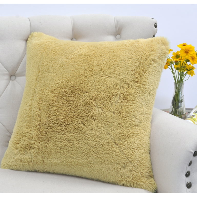 Yellow faux fur throw pillows hotsell