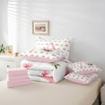 thumbnail image 6 of Homewish Letter A Monogrammed 7 Pieces Bedding Comforter Set,Girls Kawaii Bowtie Full Bedding Set,Pink White Fitted Sheet Flat Sheet For Princess Kids,Microfiber Room Decorative Reversible, 6 of 8