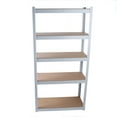 thumbnail image 2 of 5 Tier Laminated White Metal Shelving Unit Adjustable Garage Storage Utility Rack Heavy Duty Shelves Organization Multipurpose Shelf Warehouse Basement Pantry 29" W x 12" D x 59" H 1Pack, 2 of 7