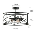 thumbnail image 3 of YANSUN 13.4"(W) 3-Light Matte Black Farmhouse Semi-Flush Mount Ceiling Light, Retro Industrial Drum Cage Light for Bedroom, Hallway, 3 of 6