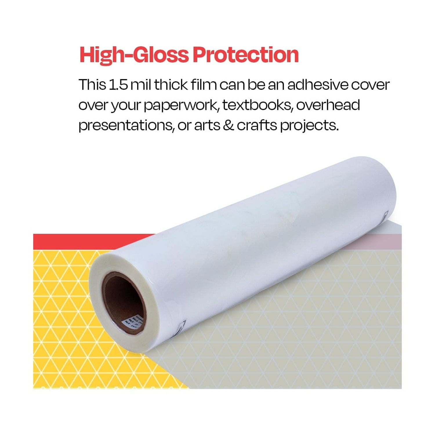 School Smart Laminating Film Roll, 18 Inches x 500 Feet, 1.5 Mil Thick, 1 Inch Core, High Gloss