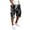 #1--Camouflage Black, variant on Long Cotton Cargo Work Shorts for Men Elastic Waist Drawstring Below Knee Relaxed Fit Daily Shorts, Black S