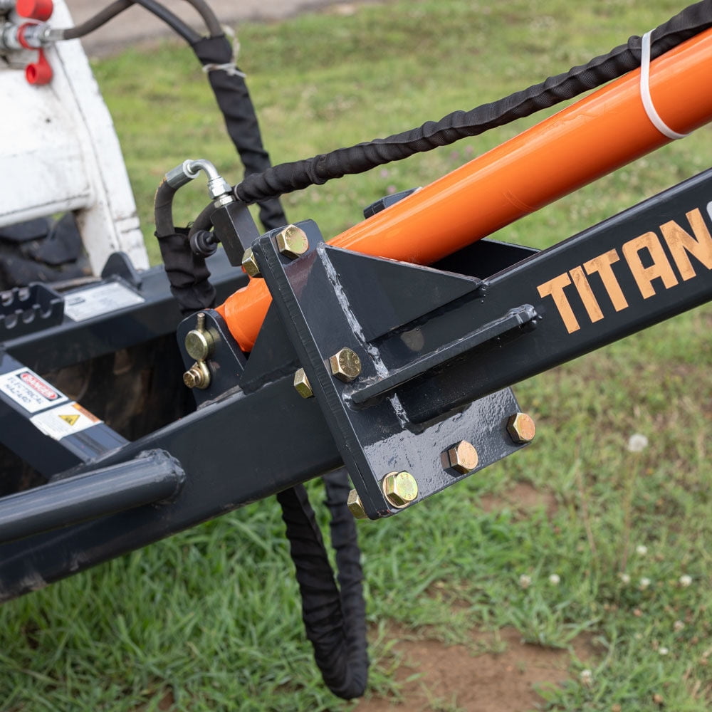 Titan Attachments 26ft Telescoping Hydraulic Truss Boom Jib Crane Fits Skid Steer Quick Tach, 313" Max Reach, 3" Bore x 90.5" Stroke, Easily Lift Hay Bales, Feed, Trusses, Beams, Dry Wallboards