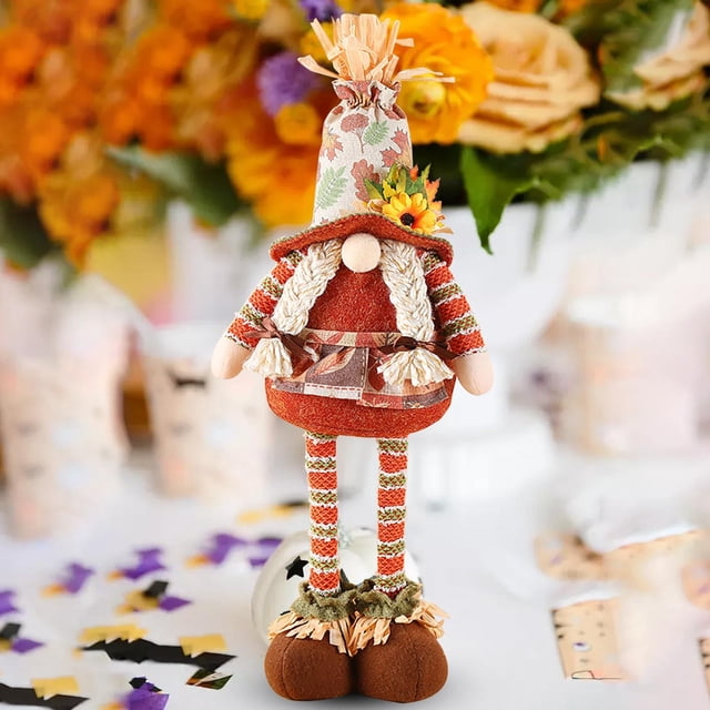 Home Decoration Extendable Legs Standing Thanksgiving Day Gnomes Plush Gift Fall Decorations For Home Autumn Gnomes Plush With Pumpkin Handmade Gnome For Fall Festival Thanksgiving Decor