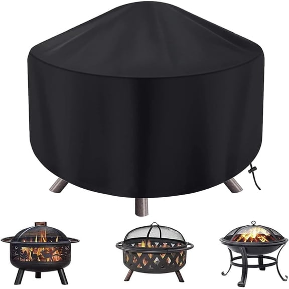 Round Fire Pit Cover for 30-36 Inch Firepit, Heavy Duty Outdoor Patio Fireplace Covers - Waterproof Dustproof Anti UV and Tear Resistant