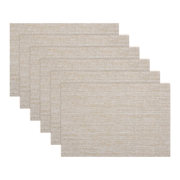 Placemats 6 Pack Rectangle Plastic Placemats for Table Decor Washable Heat Resistant Table Placemats Wipeable Table Mat Beige Gold 17.7x11.8inch