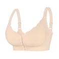 thumbnail image 4 of VISALY Front Closure Bras Supportive Wireless Brasseamless Bra Oversize Bras for Women Breathable No Underwire Support Bralettes Everyday Bras Full Coverage Bras Lounge Bras Comfortable Bras Beige L, 4 of 7
