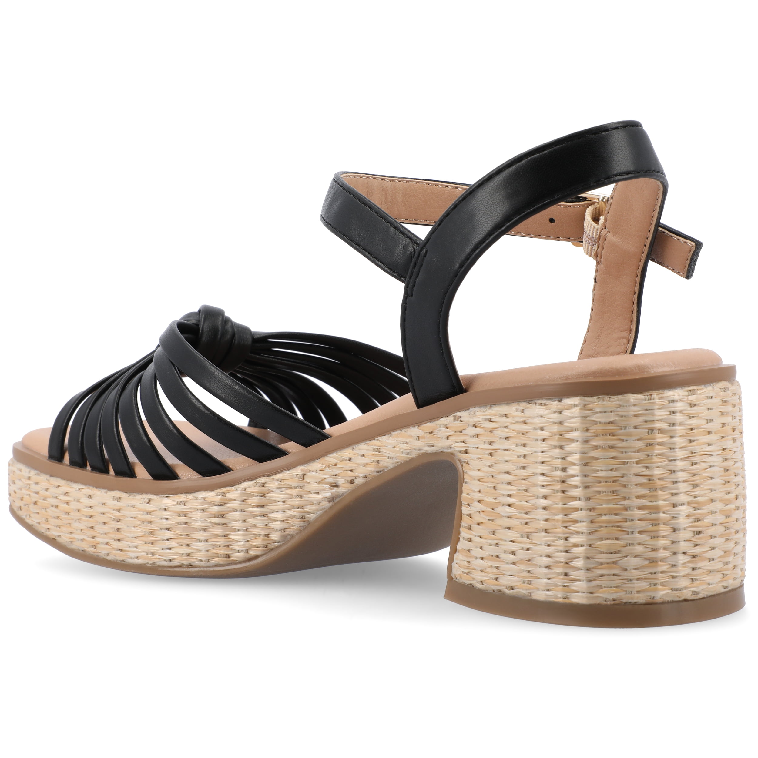 Journee Womens Hally Raffia Outsole Platform Dress Sandals