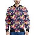 thumbnail image 4 of Chaqueta con cremallera y estampado de frangipani colorido para hombre y mujer, abrigo con estampado floral en 3D, chaquetas con cremallera, sudadera bomber de manga larga, 4 of 4