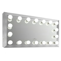 Impressions Vanity Starlight Wide Vanity Mirror Hollywood Lighted Mirror with 18 Dimmable (Silver)