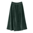 thumbnail image 4 of EDFBUYKRS Female Skirts Long Maxi Skirts with Pockets Corduroy Skirt for High Waist Flowy A Line with Pleated Detail Comfortable Soft Fabric Versatile Casual and Dressy Outfits, 4 of 5