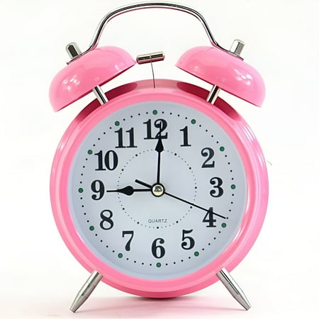 DESIGNICE 2026 New Twin Bell Analog Alarm Clock,Pink Brushed Metal Vintage Loud Clocks Bedside Desk Retro Clocks for Bedroom, Bedside, Desk, Vintage Decor, Timekeeping, Alarm Sound