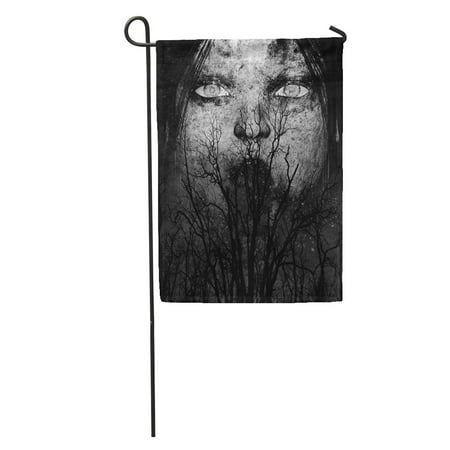 KDAGR Halloween 3D of Scary Ghost Woman Horror Mixed Media Movie Garden Flag Decorative Flag House Banner 28x40 inch