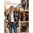 thumbnail image 6 of Cuteduck Women's Fuzzy Plaid Cardigan Coat – Lapel Zip Up Double-Sided Sherpa Fleece Mid-Length Jacket S-XL, 6 of 7