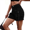 thumbnail image 2 of Shorts Vaqueros Cargo para Mujer - Shorts Casuales de Verano Vintage con Botones y Cremallera Negro M, 2 of 8
