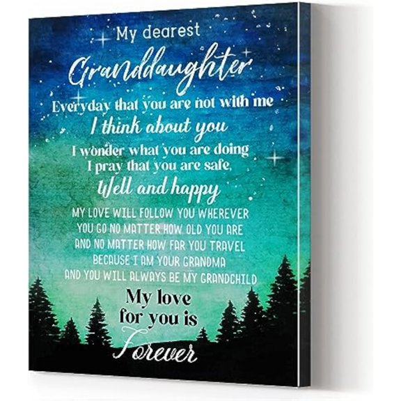 To My Dearest Granddaughter Gift Canvas Wall Art Poster, Framed Painting Wall Decor for Home Bedroom Decoration 8x12 Inch
